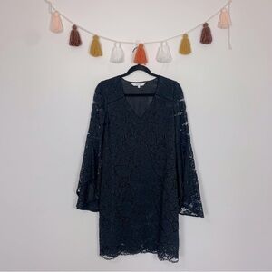 Crosby by Mollie Burch Flutter Sleeve Black Lace Dress Size Small